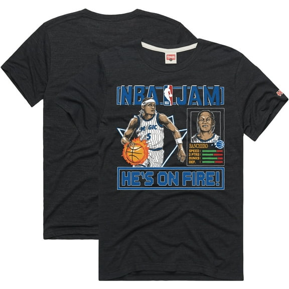 Unisex Homage Paolo Banchero Charcoal Orlando Magic NBA Jam Tri-Blend T-Shirt