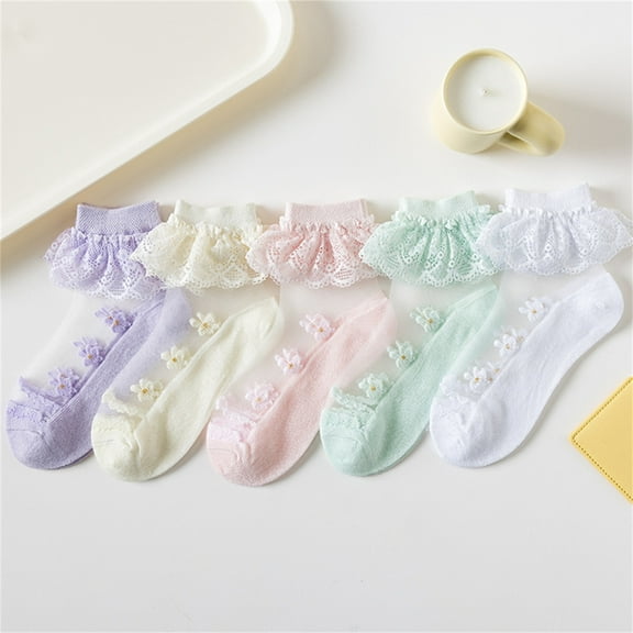 THDHVS Girls Socks,Toddler Socks,Girls Ankle Socks with Lace and Breathable Mesh Solid Color for Daily Wear Lightweight Socks Are Soft for All-Day Comfortable Pink 7-9 Years