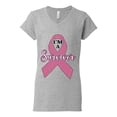 thumbnail image 2 of Wild Bobby Pink I'm A Breast Cancer Survivor Breast Cancer Awareness Women Standard V-Neck Tee, Heather Grey, X-Large, 2 of 6