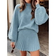thumbnail image 3 of Long Sleeve Women Fall Winter 2 Pieces Skirt Sets Casual Sweater Pullover and Skirt, 3 of 6