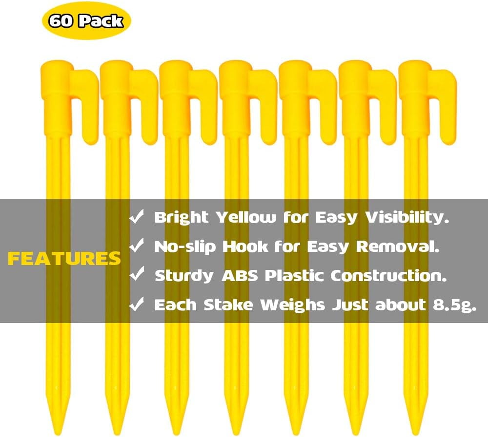 Plastic Tent Pegs Garden Landscape Stakes for Anchoring Garden Netting, Camping Tents, Rain Tarps and Landscape Fabric Lawn Edging