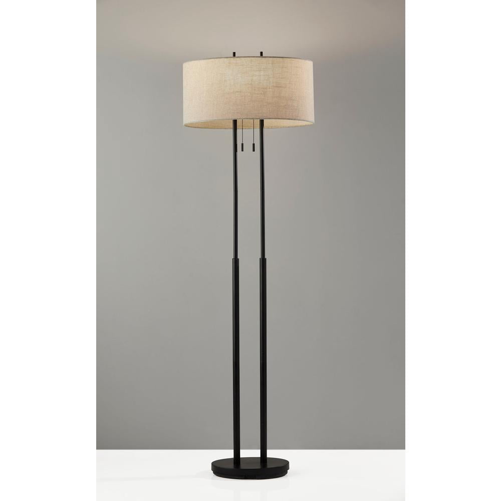 Adesso Duet Floor Lamp, Antique Bronze