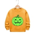 thumbnail image 3 of Girls Sweatshirt Boys Glow Halloween Print Fleece Hoodless Long Sleeve Pullover Yellow 7-8 Years, 3 of 4