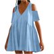thumbnail image 2 of Puntoco Minifalda De Verano De Color Sólido Suelto Informal Para Mujer, Jersey, Falda De Girasol, Falda De Playa Con Bolsillo, Vestido Plisado Con Hombros Descubiertos, Azul Claro Xl, 2 of 6