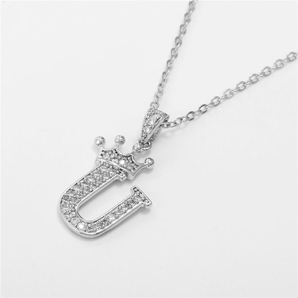 Collar Con Colgante De 26 Letras Nuserw Plata De 18 Quilates Chapado En Oro Cadena De Eslabones