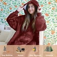 thumbnail image 3 of Tirrinia Oversized Blanket Hoodie, Wearable Fluffy Sherpa Blanket, Cozy Sweatshirt Blanket Gift for Adult Women Men Girlfriend, 3 of 7