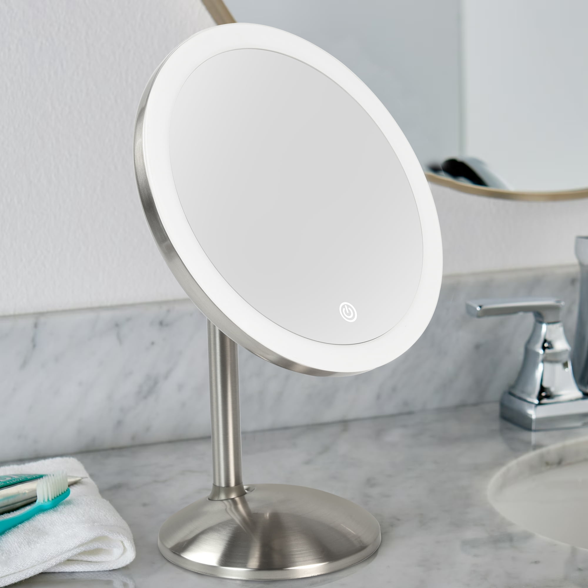 Better Homes & Gardens Satin Nickel LED Standard One-Sided Vanity Mirror