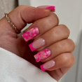 thumbnail image 1 of Uñas postizas BLGTGH medianas cuadradas rosa floral 24 piezas, 1 of 7