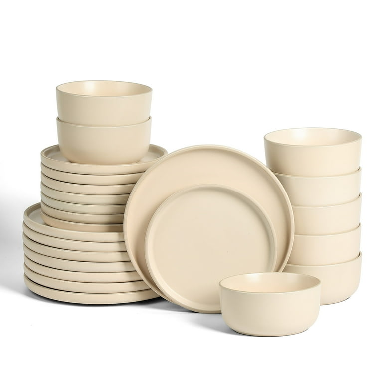 Earth Clay Amber 24-Piece Dinnerware Set Stoneware, Beige