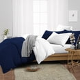 thumbnail image 2 of SGI Bedding 3 Piece Reversible Cotton Duvet Cover Navy Blue Solid 600TC Oversized King, 2 of 8