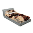 thumbnail image 2 of Ambesonne Modern Fitted Sheet & Pillow Sham Set, Circle with Women Image, Twinxl, Sand Brown Seal Brown, 2 of 2