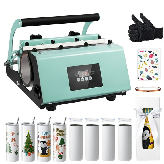 KFFKFF Heat Press Equipment and Transfer Tumblers, Set of Tumbler Press with 8 units of 20OZ Empty Tumblers, Cup Press Machine suitable for 11-30oz Mugs