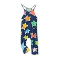thumbnail image 5 of JTSRKL Girls Long Jumpsuits Cute Sleeveless Spaghetti Strappy V Neck Rompers Casual Floral Stars Print Loose Fit Overalls Rompers with Pockets Kids Summer Outfit Clothes 2025 Navy 9-10 Years, 5 of 9