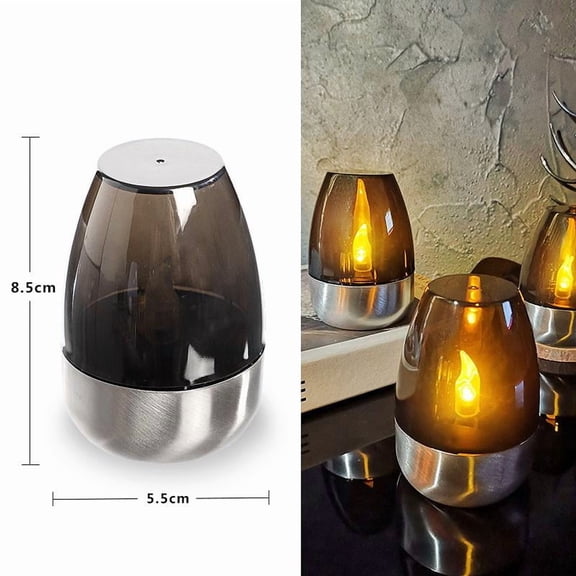 Solar Candle Light Flameless LED Night Lights Stainless Steel Waterproof Lawn Light Outdoor Garden Birthday Party Decor