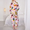 thumbnail image 3 of Pajama Sets for Women 2 Pcs, cartoon Popsicle Button Down Long Sleeve Sleepwear Lounge PJ Sets, 3 of 6
