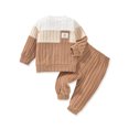 thumbnail image 3 of Loicainy Baby Toddler Boys Fall Clothes Sets 3 6 12 18 24 Months 2T 3T Long Sleeve O Neck Patchwork Pullover Solid Color Pants Outfits, 3 of 10