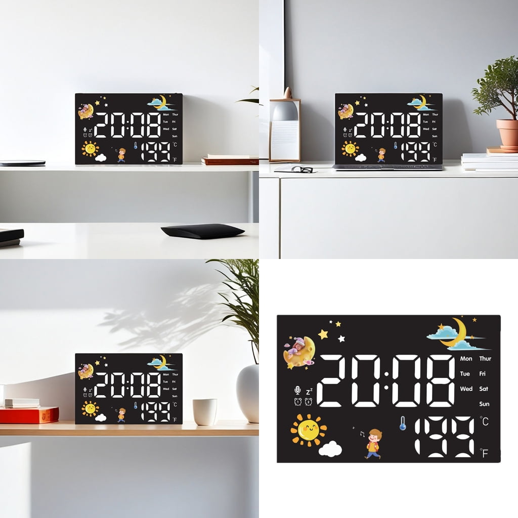Zeiwohndc Digital Display Alarm Clock Real Time Temperature Monitoring Calendar Feature