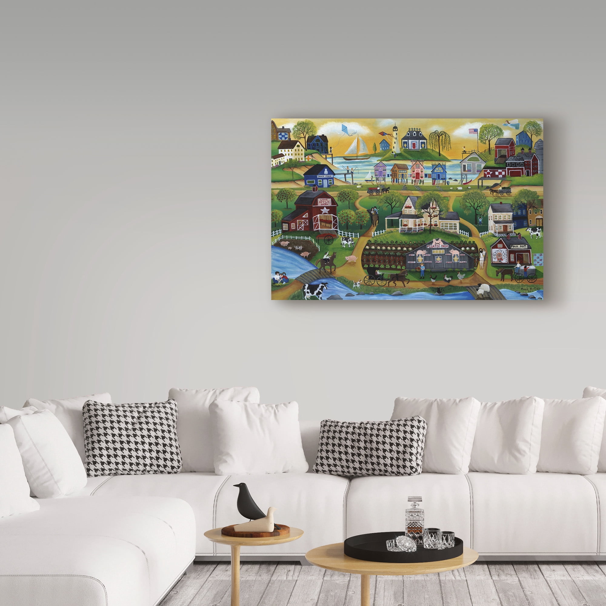 Trademark Fine Art 'Picasso Folk Art Farm' Canvas Art by Cheryl Bartley