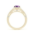 thumbnail image 2 of ANGARA Natural Round Amethyst Hexagonal Halo Ring with Filigree in 14K Yellow Gold for Women (Size-6mm) | February Birthstone, Birthday, Anniversary, Jewelry Gift for Women | Natural Amethyst Ring, 2 of 8