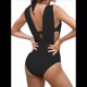 thumbnail image 2 of Traje de Baño de una Pieza con Cintura Alta y Tirantes Anchos para Mujer, Color Negro, Talla M, 2 of 10