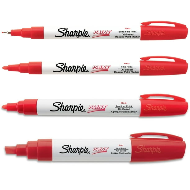 Sharpie Red Paint Marker Oil Based All 4Sizes Kit Markers Broad Medium