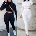 thumbnail image 6 of ZUARFY Women Solid Workout Outfits Long Sleeve Turtleneck Crop Top High Waist Leggings, 6 of 19