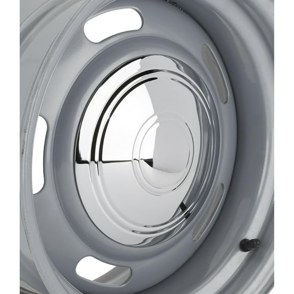 Speedway Motors GM Rally Style Highway Patrol Wheel Hubcap Polished Stainless Steel for 15 Inch GM Style Rally Wheels Vintage Police Look Smooth No Name Design