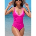 thumbnail image 1 of Charmo Womens V Neck One Piece Swimsuit Double Straps Monokini Swimsuits Tummy Control Swimwear, 1 of 6