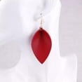 thumbnail image 2 of Faux Leather Teardrop Pinched Leaf Dangle Earrings Women Statement Fall Jewelry, 2 of 2