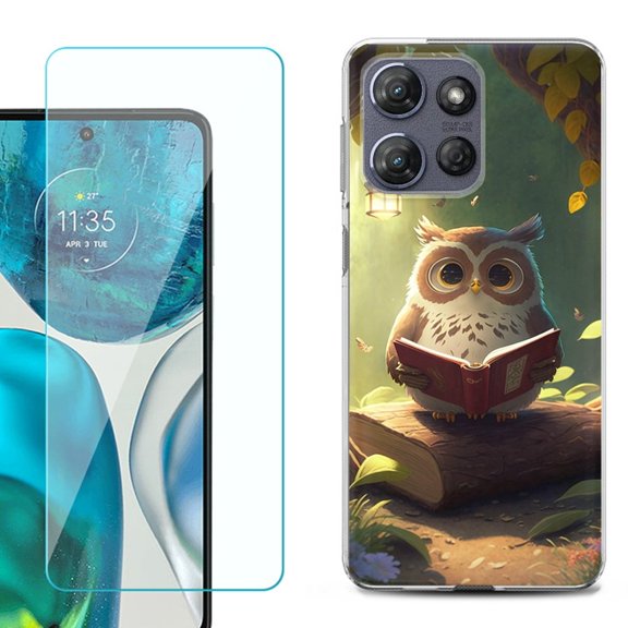 ShockProof Phone Case for Motorola Moto G Power 5G 2026, with Screen Protector, by OneToughShield - Owl Reading