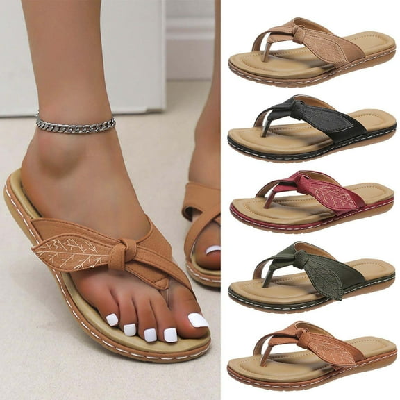 Women's Summer Flat Sandals Slip On Flip Flop Sandals Dressy Thong Sandals Casual Beach Shoes