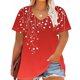thumbnail image 2 of Camisetas Casuales de las Mujeres Más Tamaño V-Cuello Impresión Manga Corta Color Sólido Base de Verano Superior, Ligero para Diario, 2 of 9