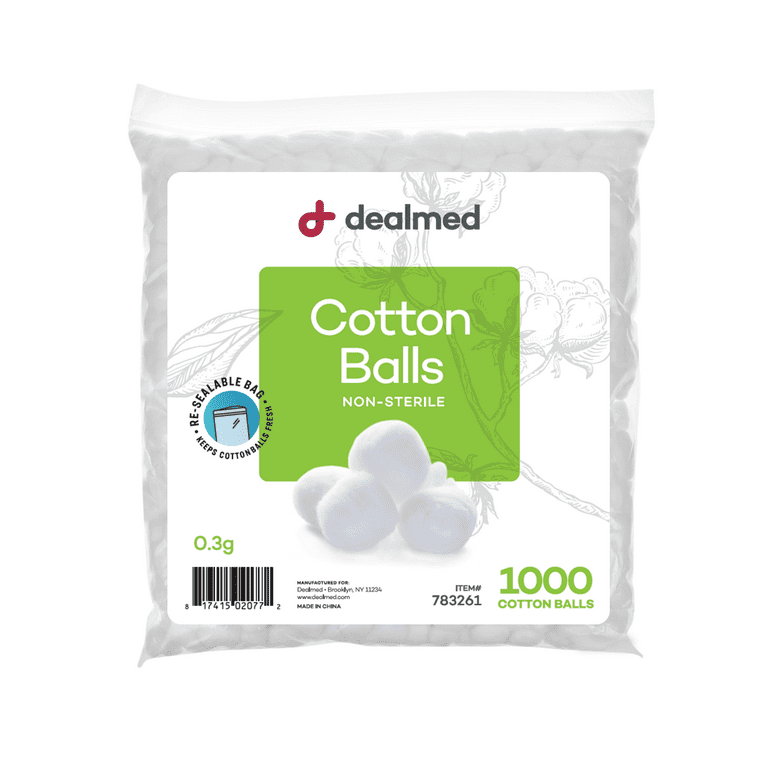 Large Non-Sterile Cotton Balls, 1000/Bag