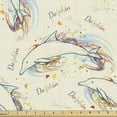thumbnail image 1 of Sea Animals Fabric by the Yard, Sketch of Dolphins with Colorful Butterfly Ornamentals Ocean Life Illustration, Decorative Upholstery Fabric for Sofas Home Accents, 2 Yards, Multicolor by Ambesonne, 1 of 4