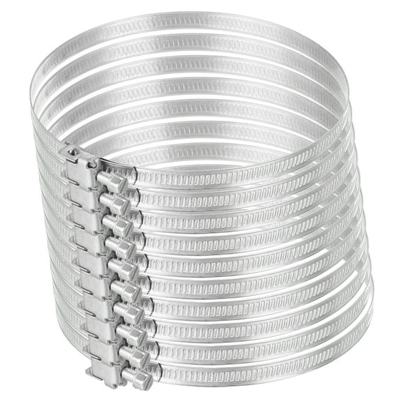 5.5 Inch 430 Stainless Steel Duct Clamps, 10 Pcs Adjustable Hose Clamps