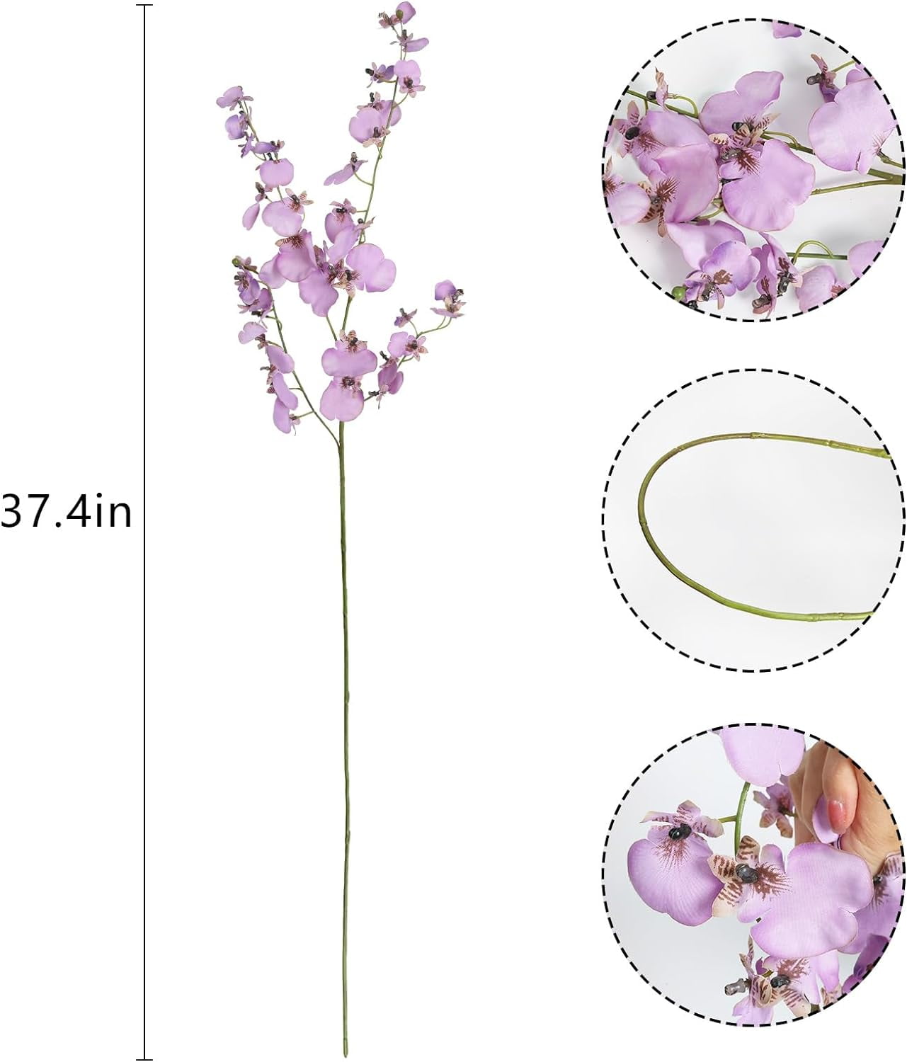 Artificial Orchids Silk Flowers,10 PCS (Each 37'') White Orchids Artificial Flowers Fake Orchid Long Stem Artificial Flowers Fake Silk Flowers for Indoor Outdoor Wedding Home Office Decoration(White)