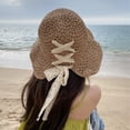thumbnail image 4 of 54-58 cm circunferencia del sombrero sombrero de paja con lazo transpirable verano plegable sombrero de ala grande para el sol sombrero para el sol en la playa, 4 of 6