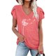 thumbnail image 1 of ICHUANYI Clearance Fashion Women's Summer V-Neck Short Sleeve Print Casual T-shirt Blouse(Pink, S) ICHUANYI WER2023081403146, 1 of 5