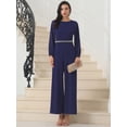 thumbnail image 3 of DARING DIVA Women's Cocktail Long Sleeve Beaded Wide Leg Jumpsuits X-Large Dark Blue, 3 of 5