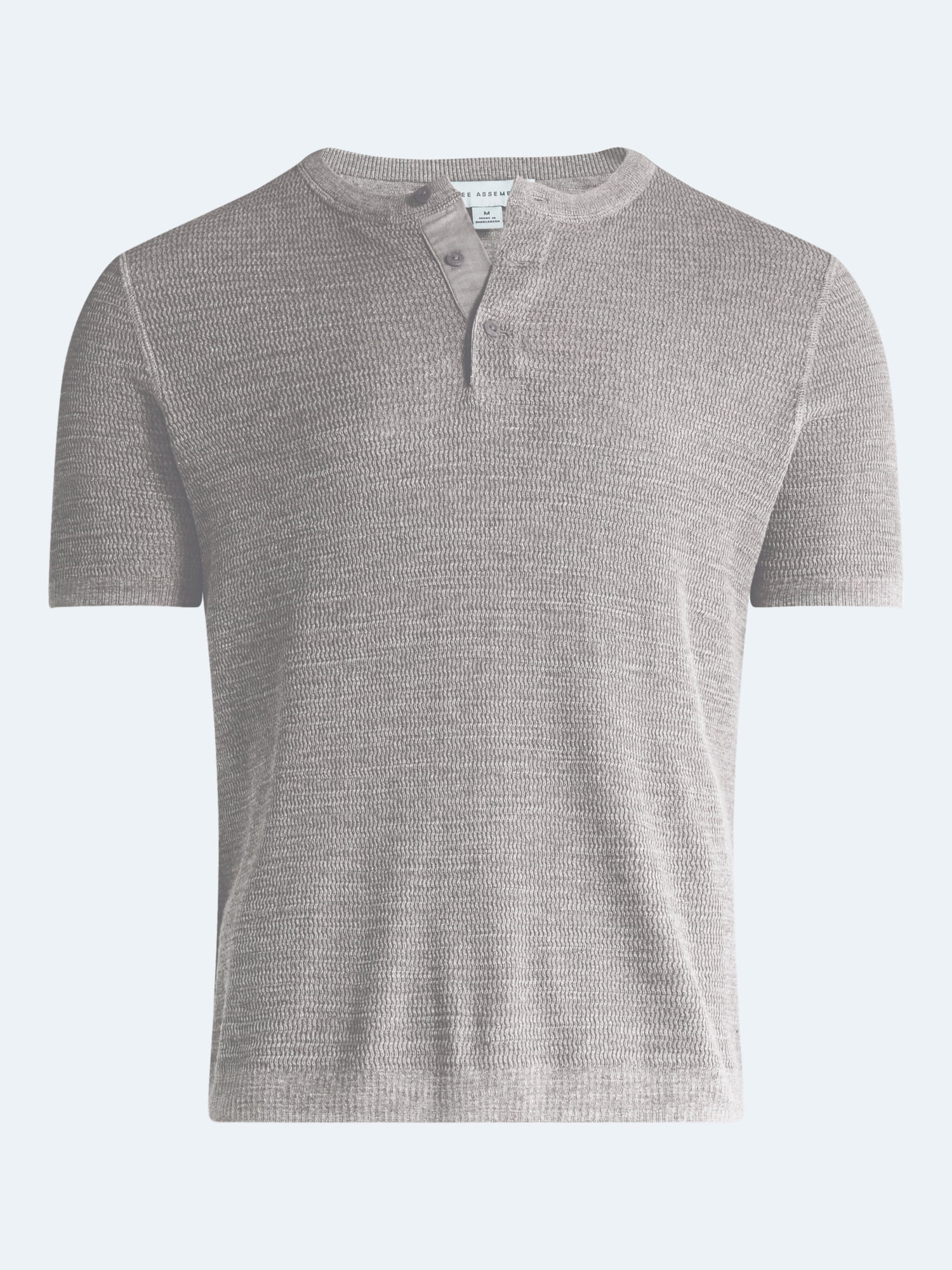 Free Assembly Men’s Textured Cotton Henley Shirt with Short Sleeves. Sizes XS-3XL