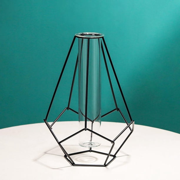 Florero , maceta de , terrario, soporte geométrico de Metal, florero de , Estilo 2 Negro Macarena jarrón hidropónico
