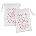 thumbnail image 1 of Flamingo Fabric Pouch Set of 2, Watercolor Repetitive Pattern with Exotic Birds Animal Themed Image, Small Drawstring Bag for Toiletries Masks and Favors, 9" x 6", Pale Pink Coral, by Ambesonne, 1 of 2