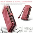 thumbnail image 5 of ELEHOLD Multi-Functional Wallet Case for Samsung Galaxy S23 Plus/S23+ 6.6",Large Capacity 8 Card Slots Zipper Purse Magnetic Detachable Phone Case with Wriststrap Luxury Leather Case, Red, 5 of 8