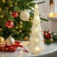 thumbnail image 4 of HomeKingdee Glass Christmas Tree Green Glowing Xmas Trees Home Decorations Tabletop Centerpiece Mantel Window Home Decor, 4 of 6