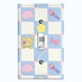 thumbnail image 1 of Metal Light Switch Wall Plate Outlet Cover (Blue White Toy Chest Crate Box Star Check Pattern - Single Toggle), 1 of 2