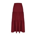 thumbnail image 5 of Arlun Women's Summer Casual Elegant Smock Layered Tiered Maxi Skirts High Waisted a Line Flowy Long Skirts Lightweight Breathable Comfy Boho Beach Long Skirt Red XXL, 5 of 6