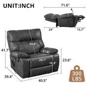 Triple Tree 180° Power Lift Recliner Chair, Massage and Heat, USB Ports, 300 lb, Gray