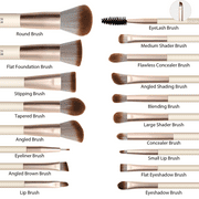 DUAIU 18-Piece Professional Makeup Brush Set - Includes 2 Powder Puffs & Travel Bag | Premium Synthetic Foundation, Blush & Eyeshadow Brushes | Complete Face & Eye Makeup Kit