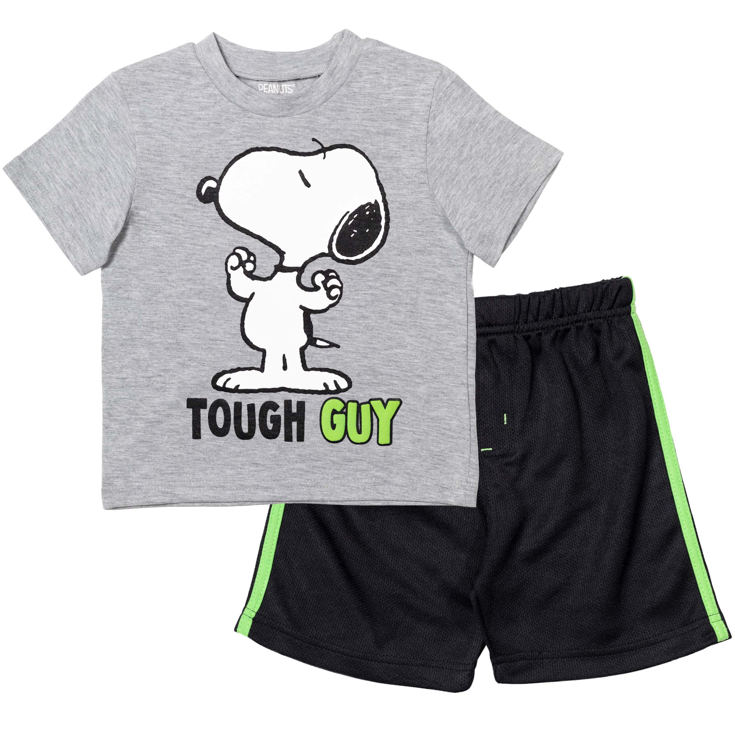 Black/Gray Peanuts Snoopy T-Shirt & Shorts Set 