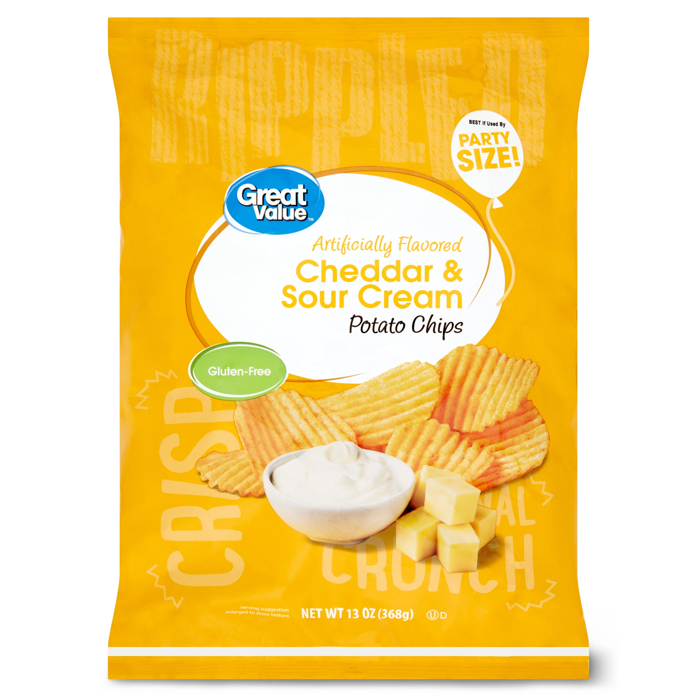 Great Value Cheddar & Sour Cream Potato Chips Party Size!, 13 oz